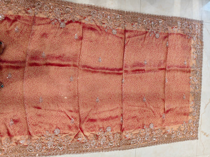Red Khaddi Georgette Saree