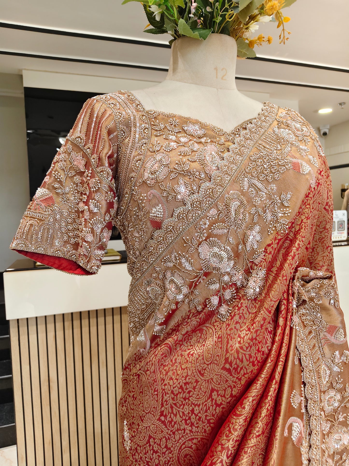 Rust Khaddi Georgette Saree