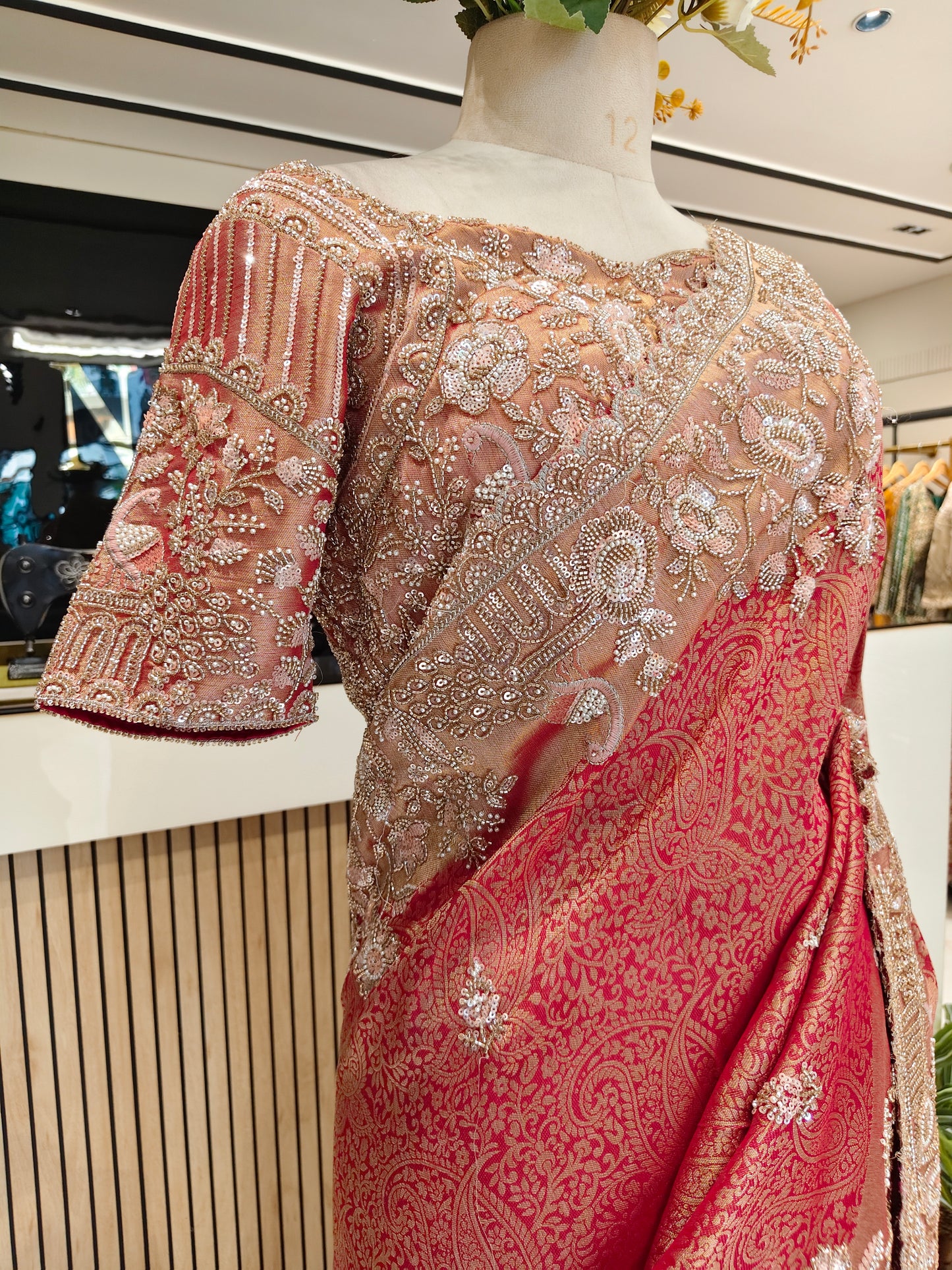 Red Khaddi Georgette Saree