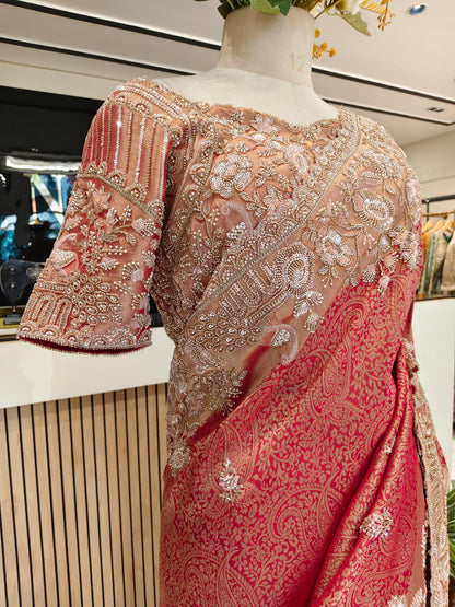 Red Khaddi Georgette Saree