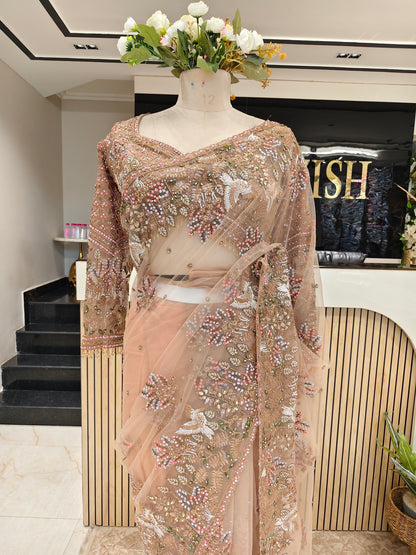 Golden Net Saree
