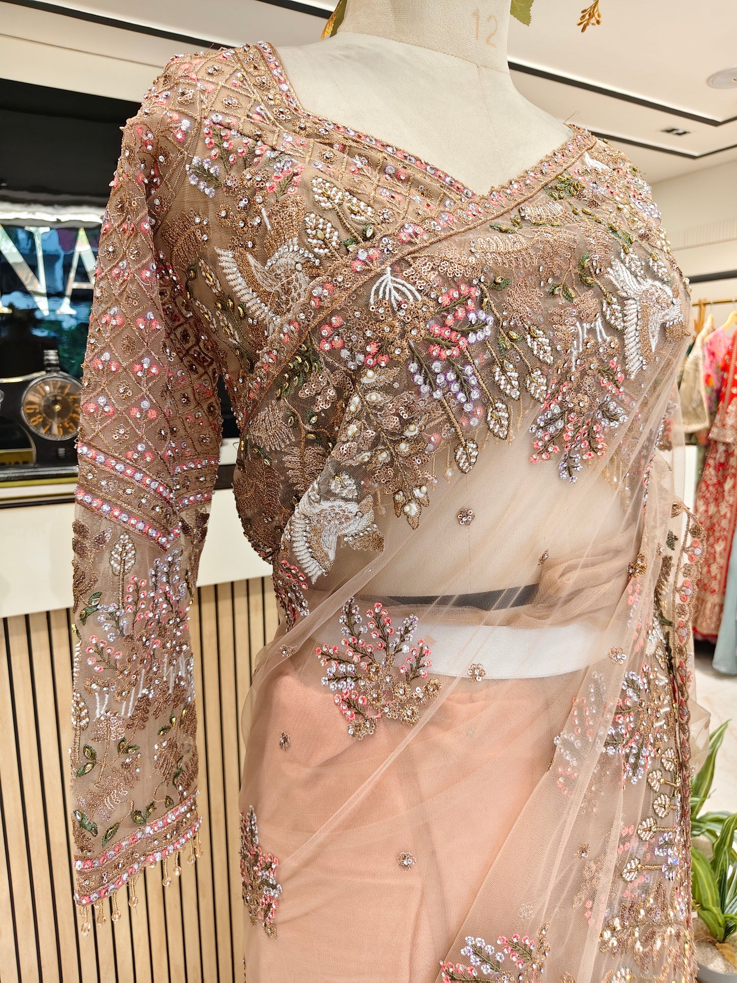 Golden Net Saree