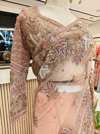 Golden Net Saree