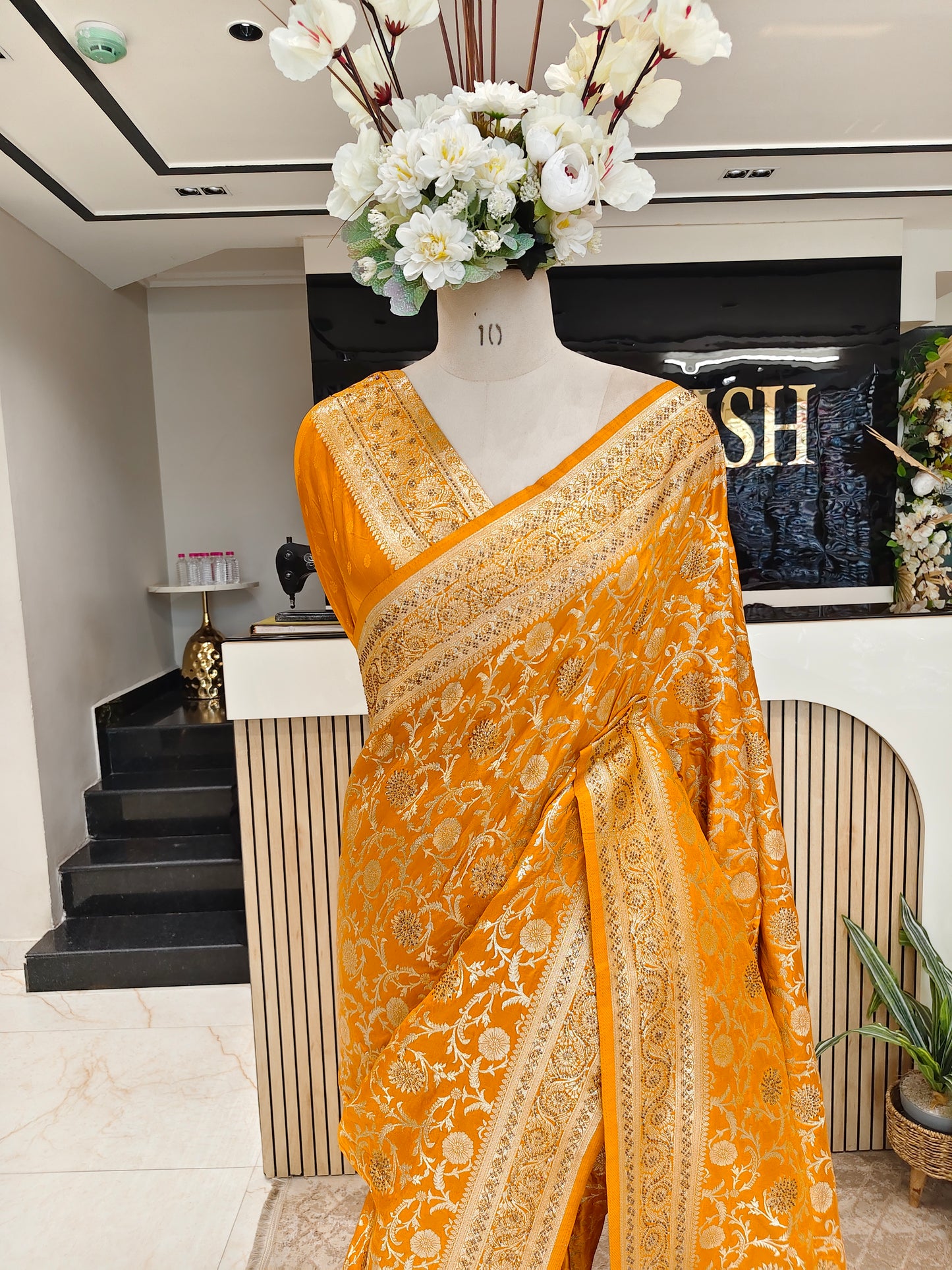 Mustard Banarasi Silk Saree