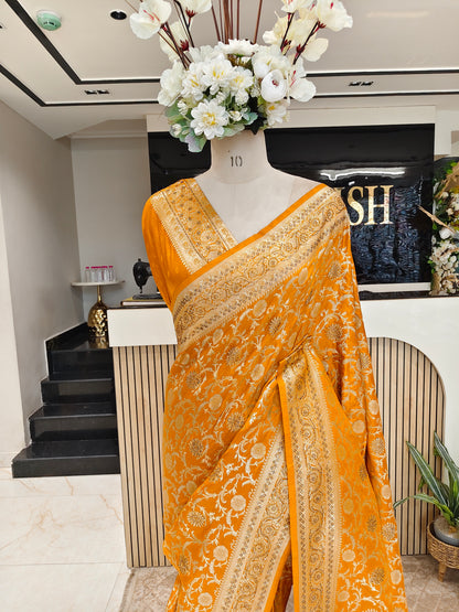 Mustard Banarasi Silk Saree