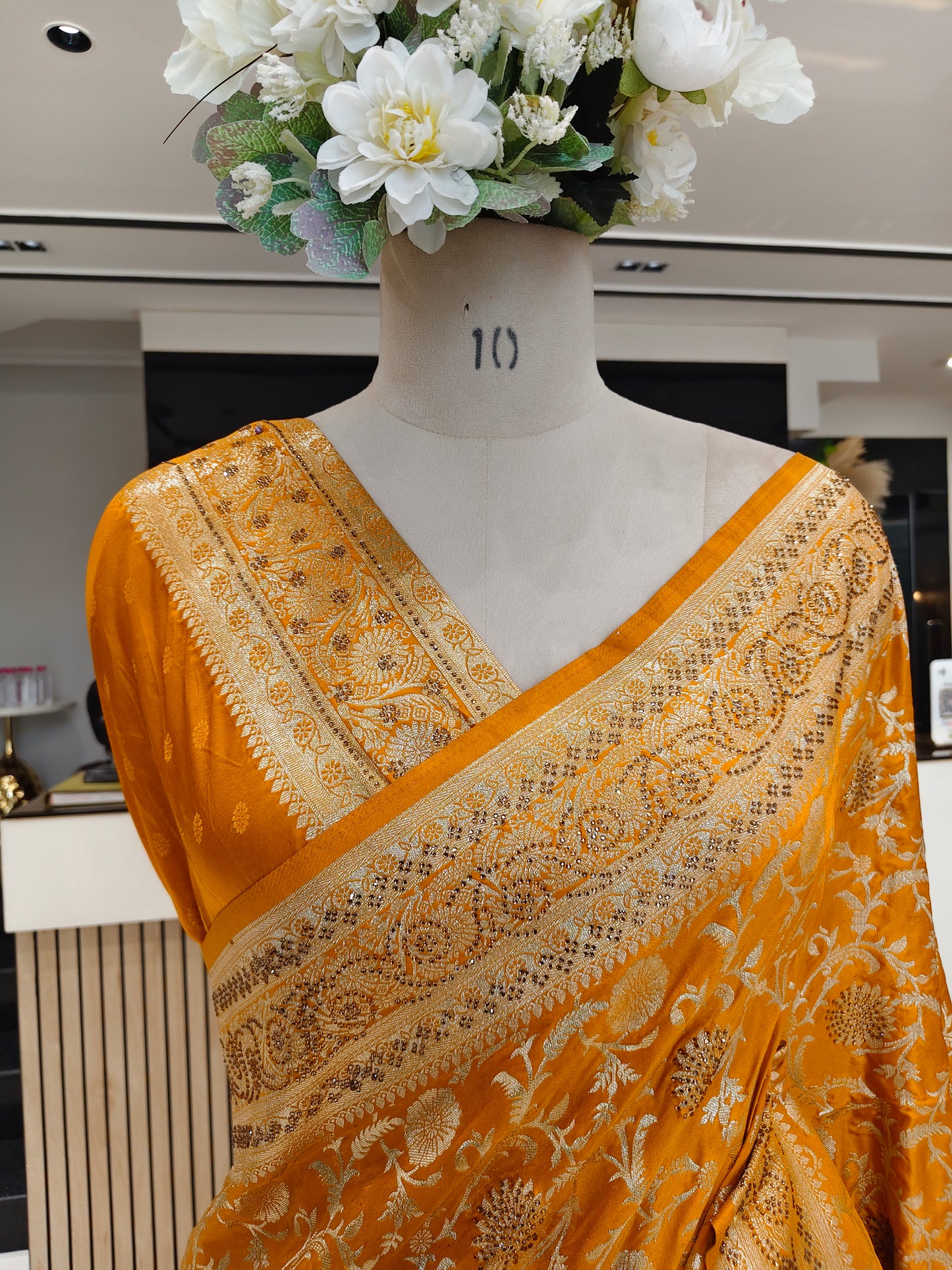 Mustard Banarasi Silk Saree