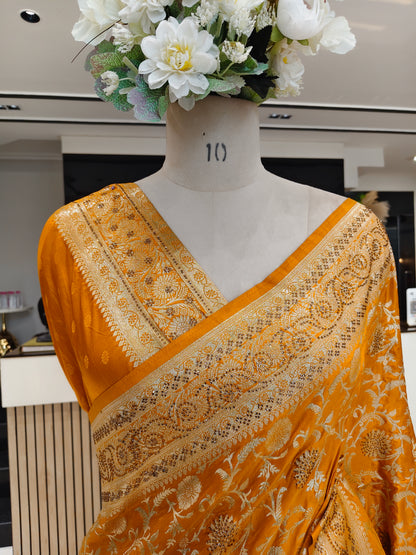 Mustard Banarasi Silk Saree
