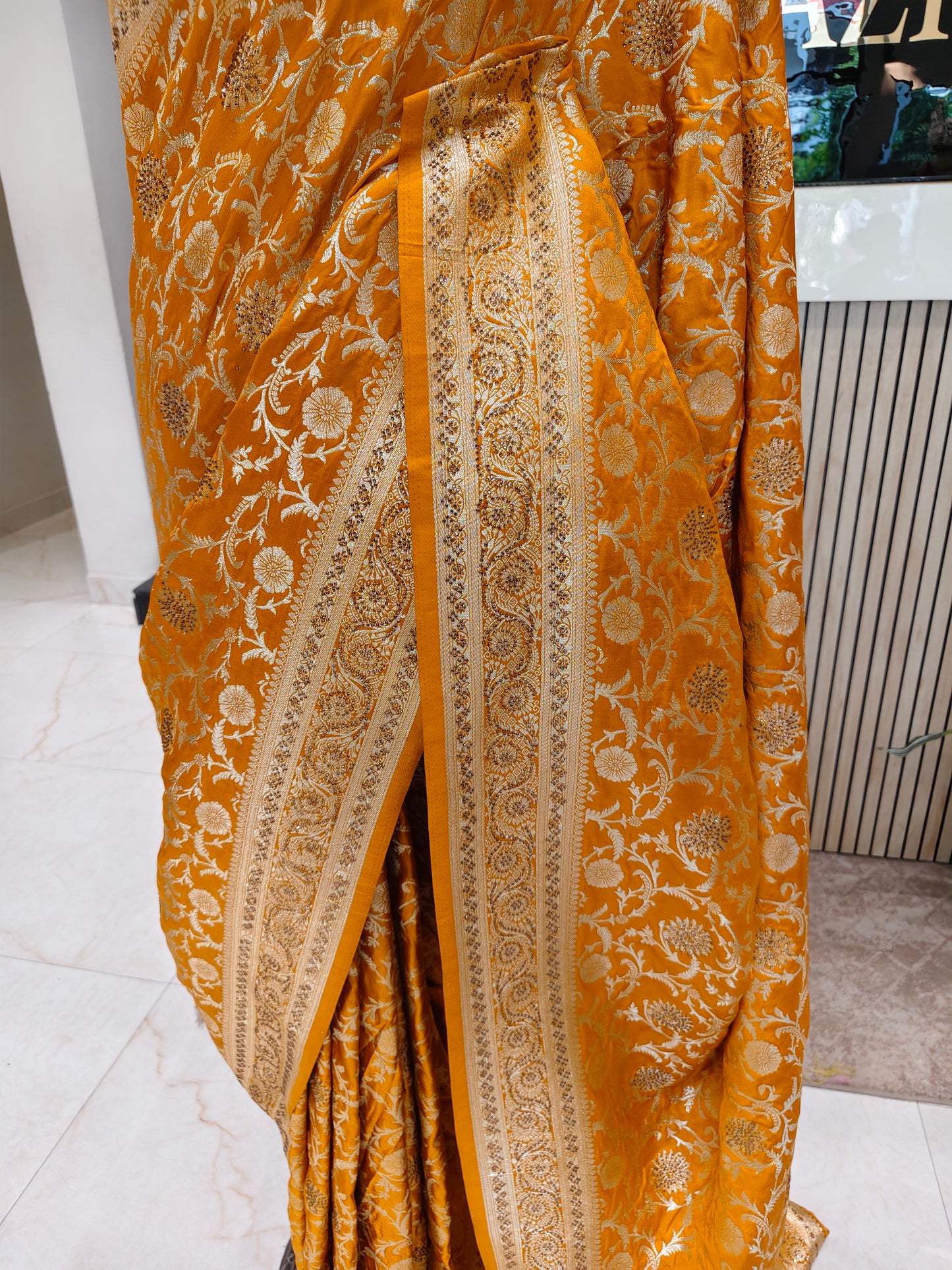 Mustard Banarasi Silk Saree