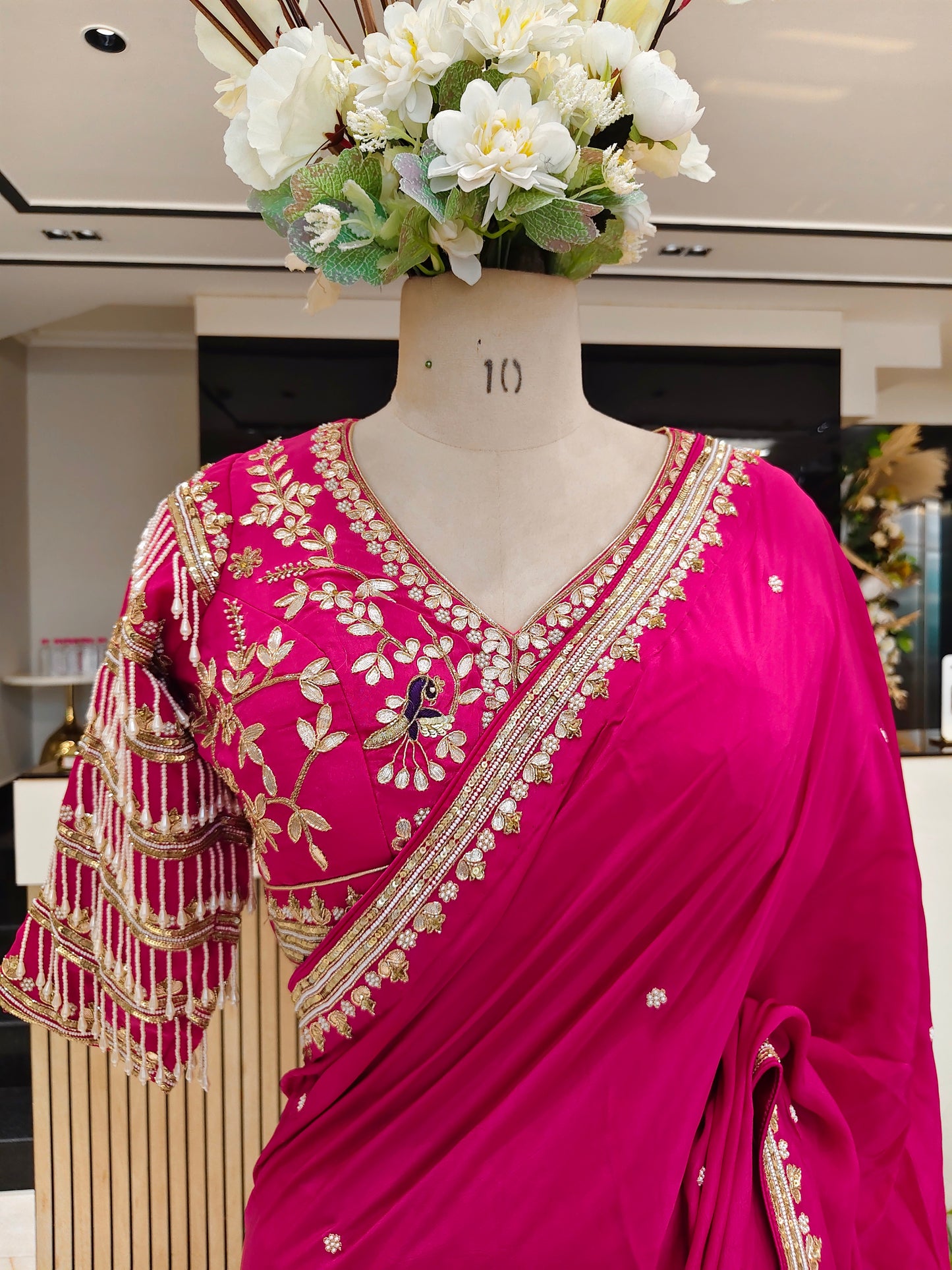 Rani Pink Crepe Saree