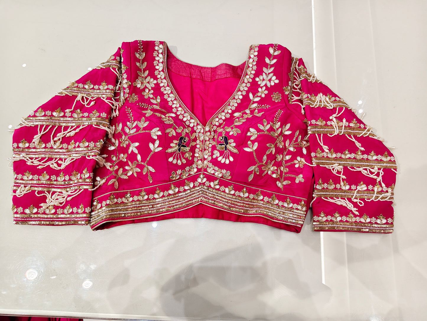 Rani Pink Crepe Saree