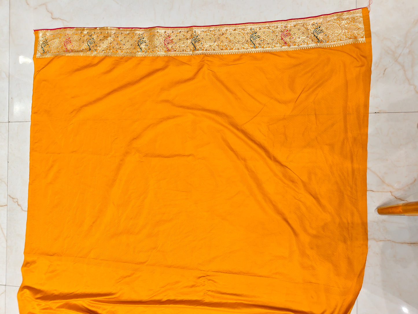 Mustard & Bottle Green Banarasi Silk Saree