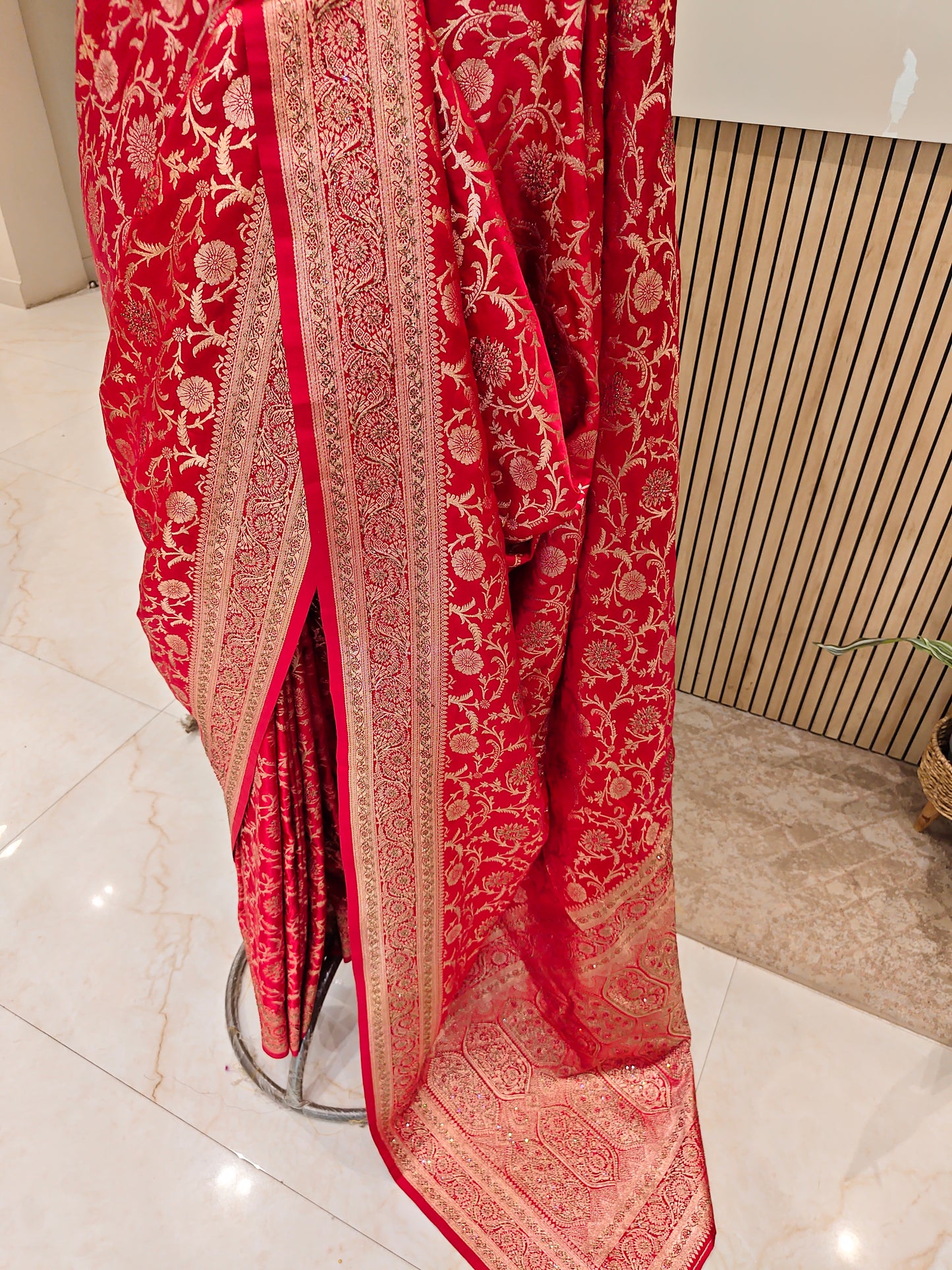 Red Khaddi Georgette Saree