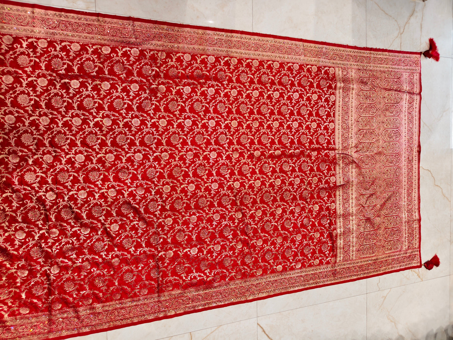 Red Khaddi Georgette Saree