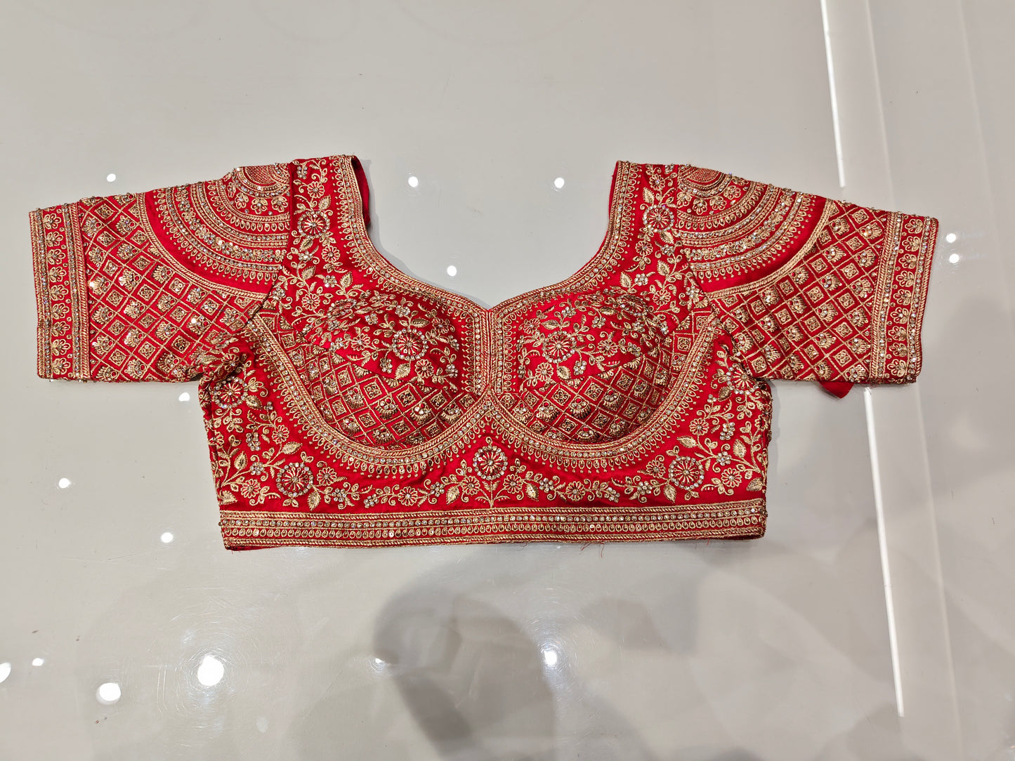 Red Khaddi Georgette Saree