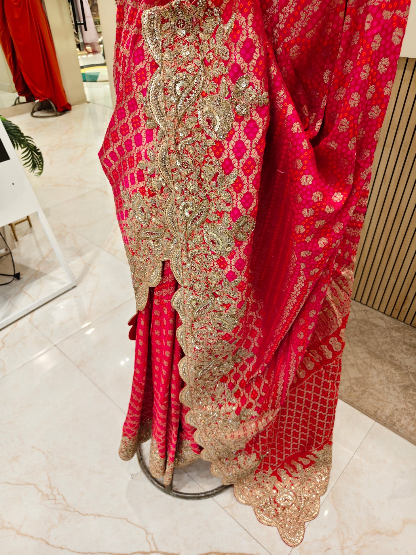 Red Khaddi Georgette Saree