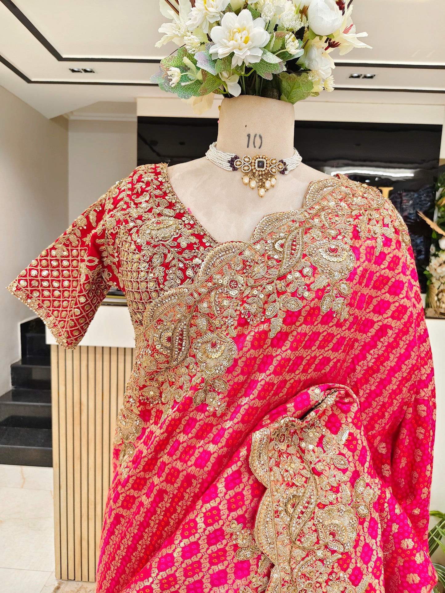 Red Khaddi Georgette Saree