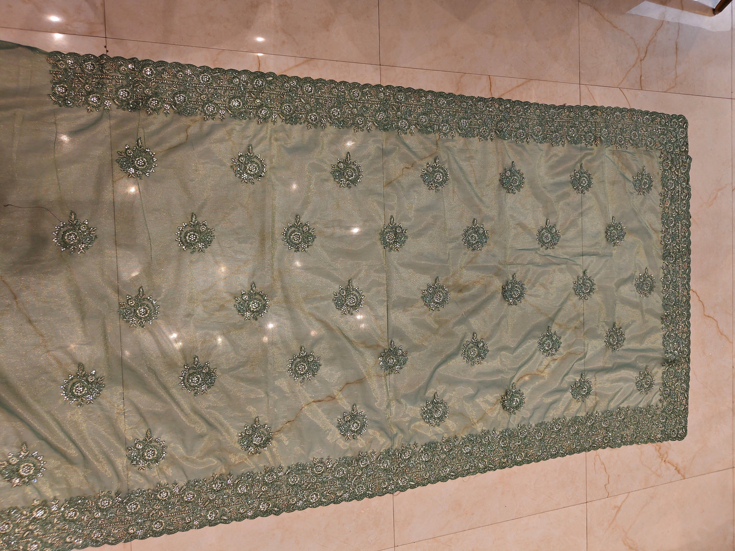 Green Net Saree