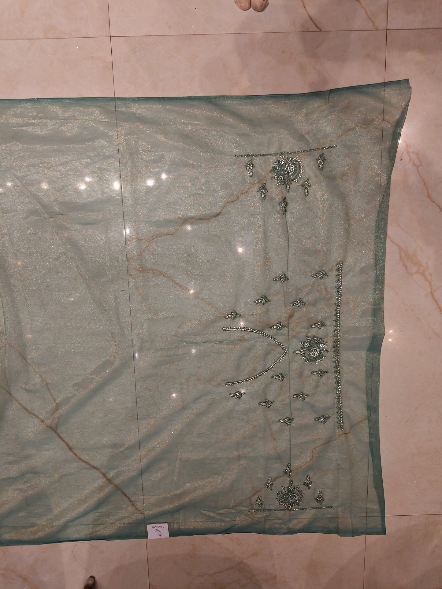 Green Net Saree