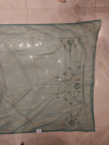 Green Net Saree