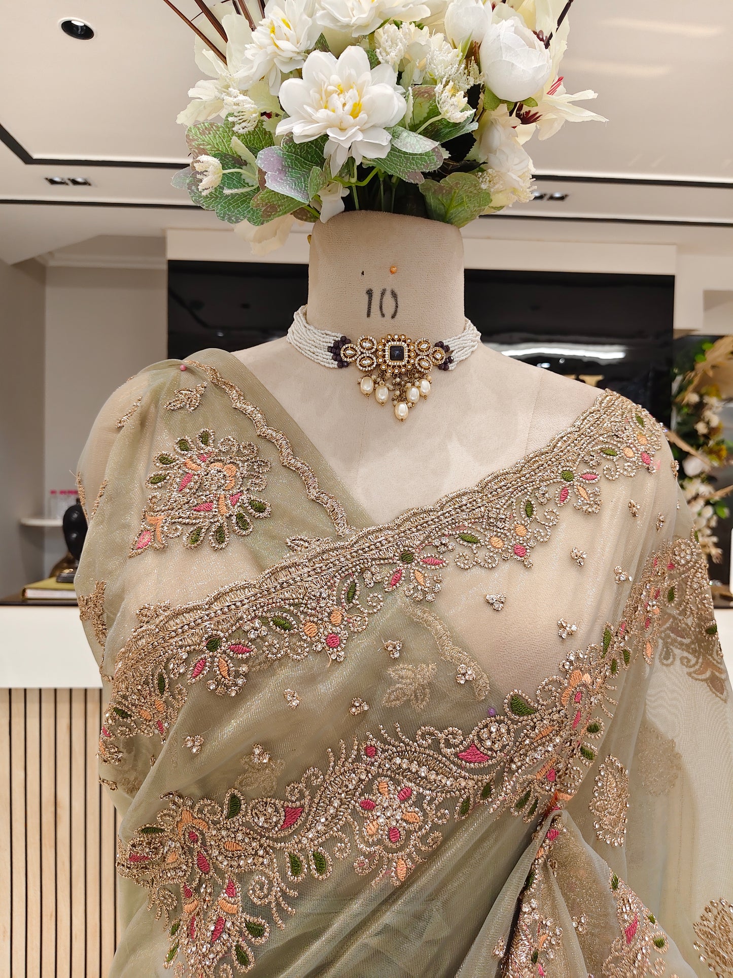 Pista Green Tissue Saree