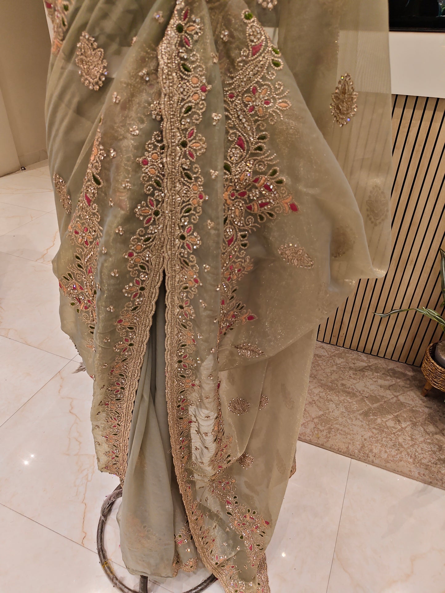 Pista Green Tissue Saree