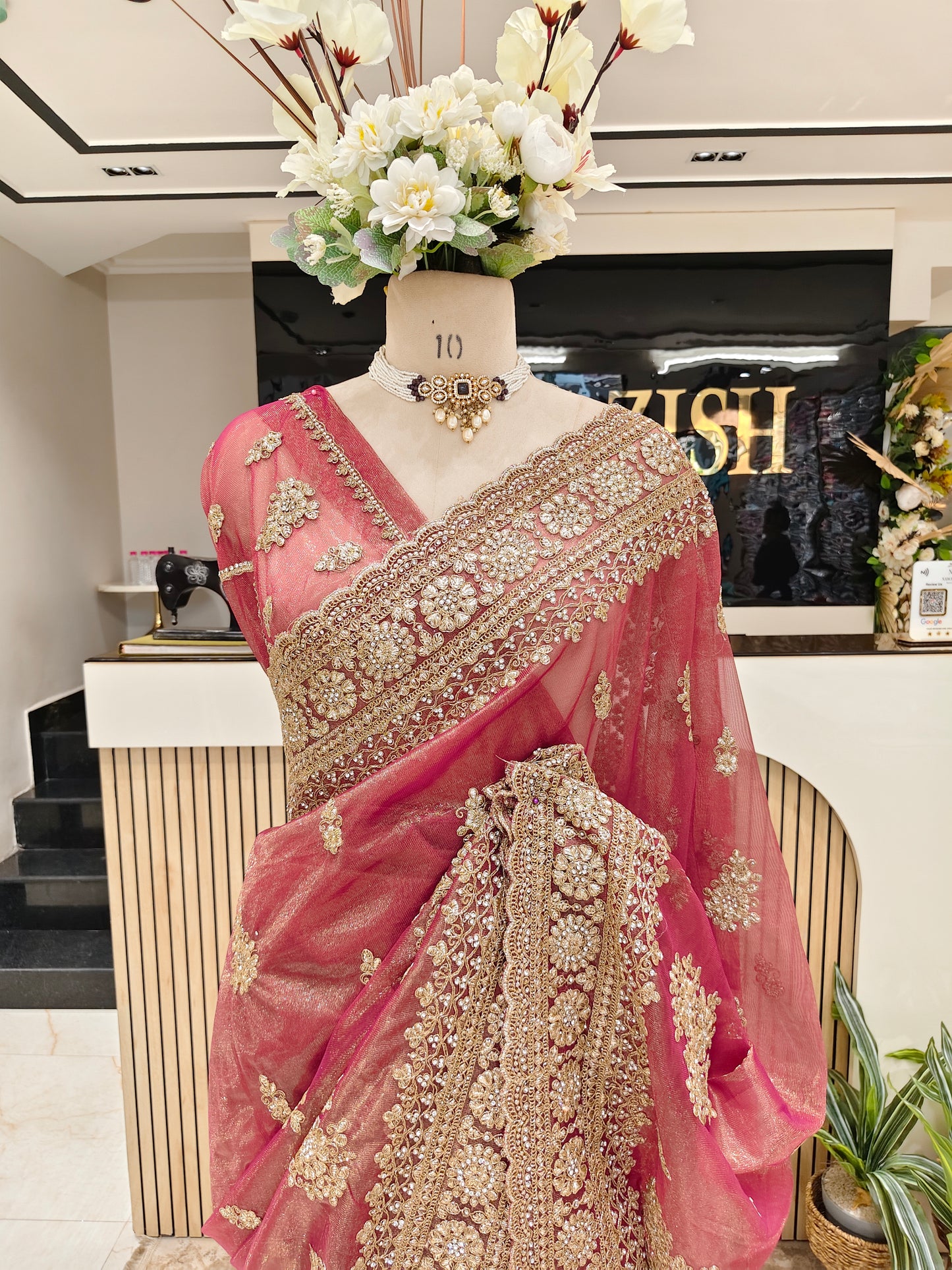 Wine Net Saree
