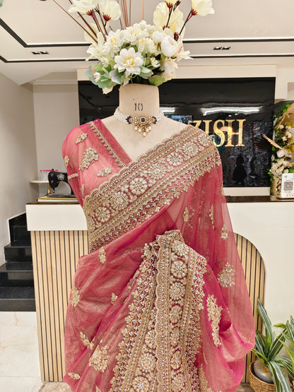 Wine Net Saree