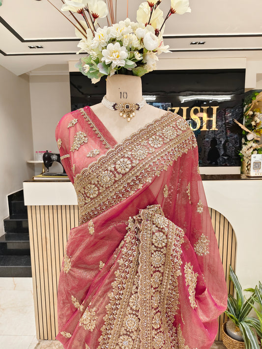 Wine Net Saree