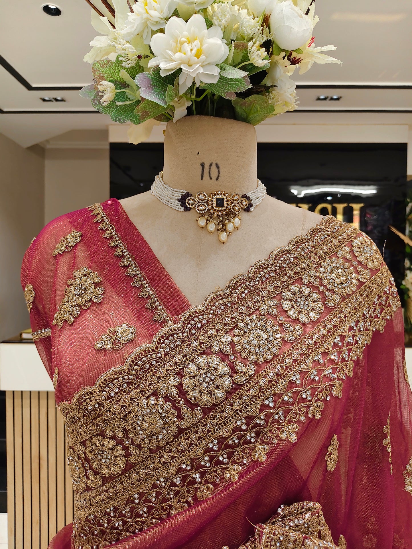Wine Net Saree