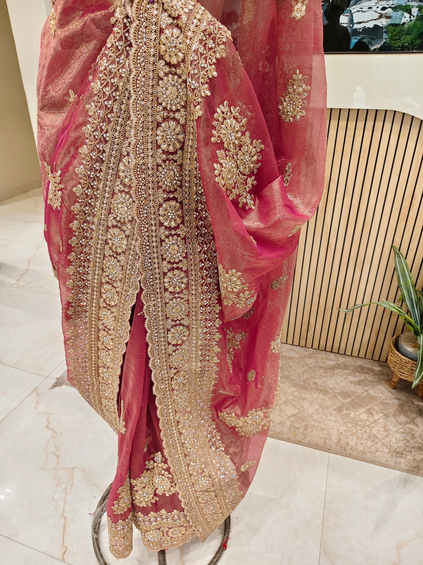 Wine Net Saree