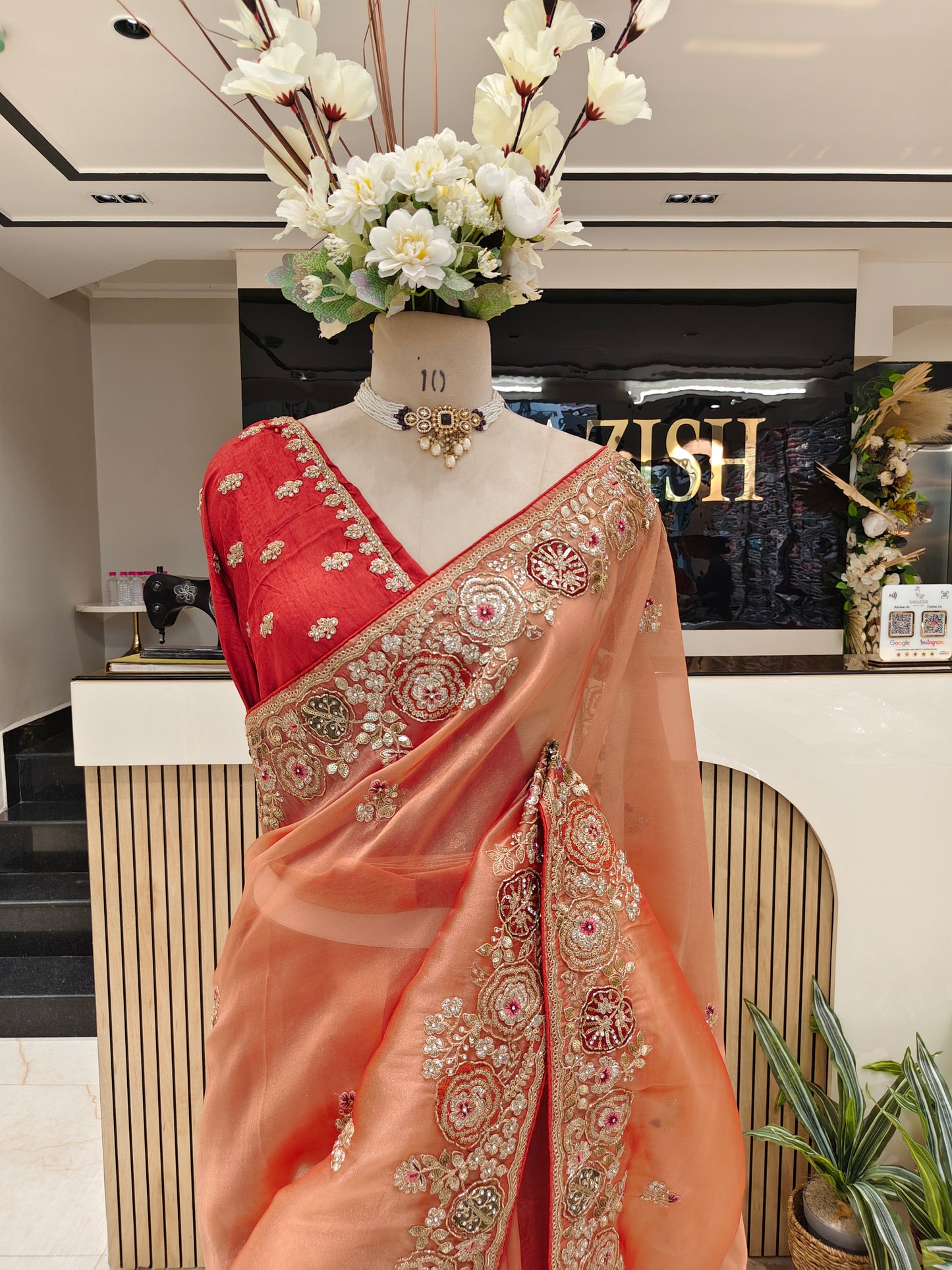 Rust Tissue Saree