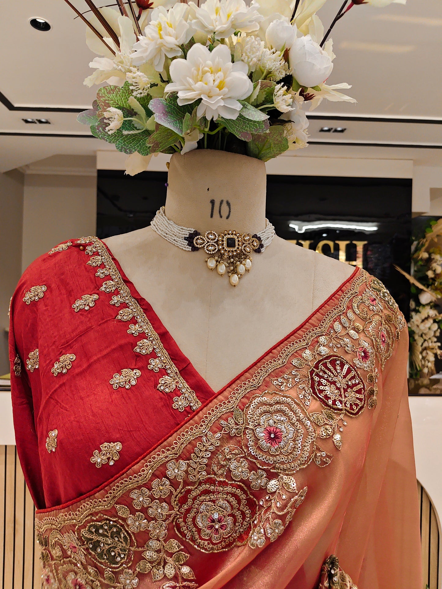 Rust Tissue Saree