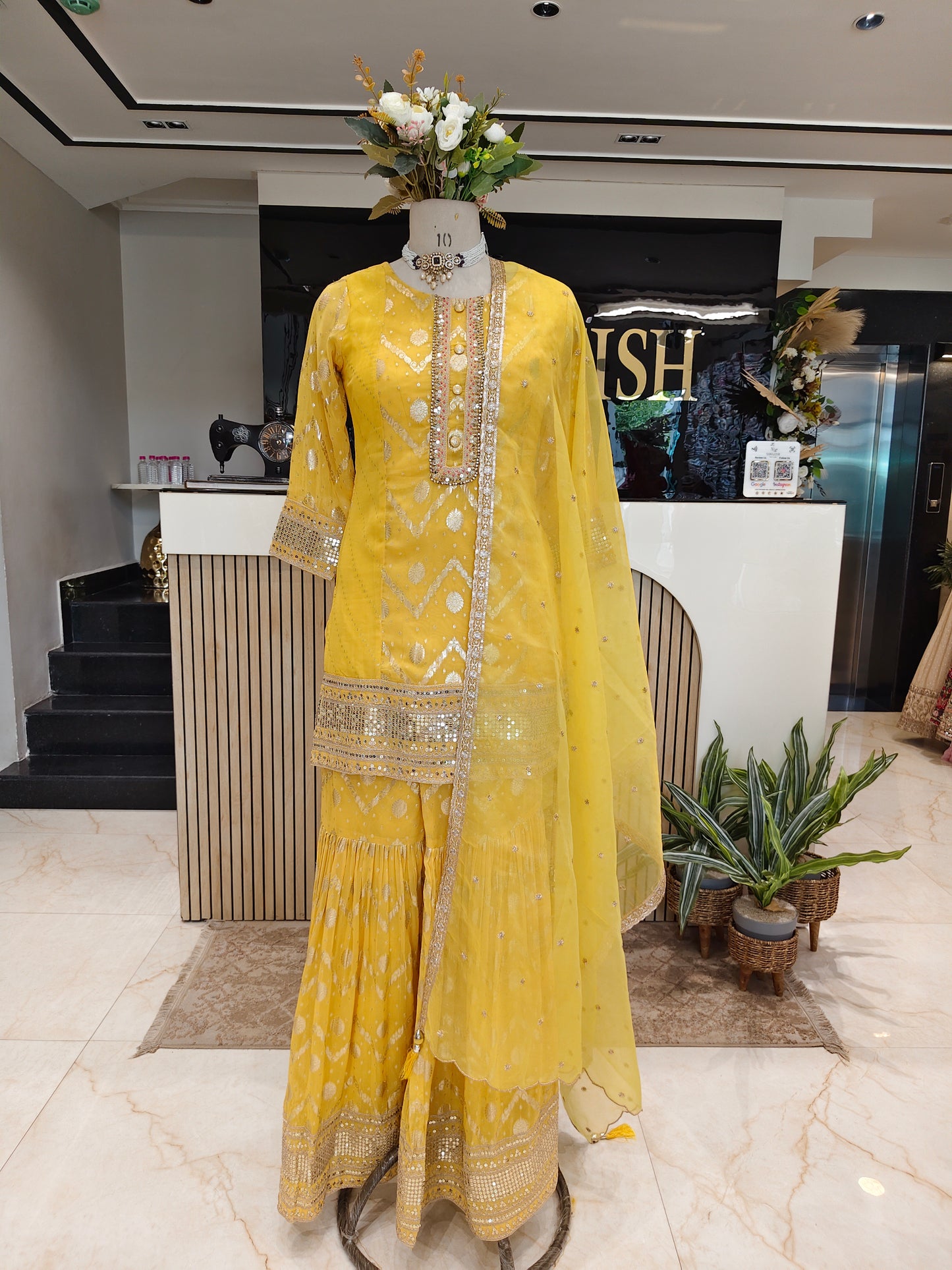 Yellow Georgette Garara Set