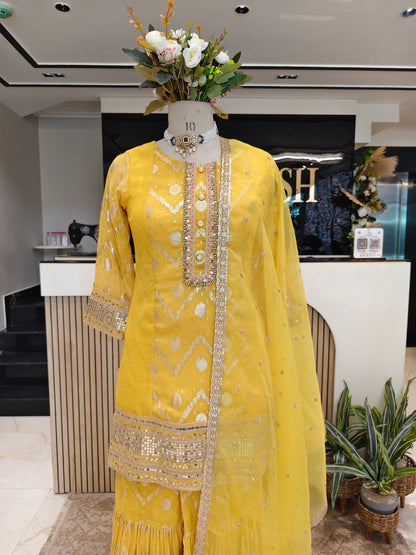Yellow Georgette Garara Set