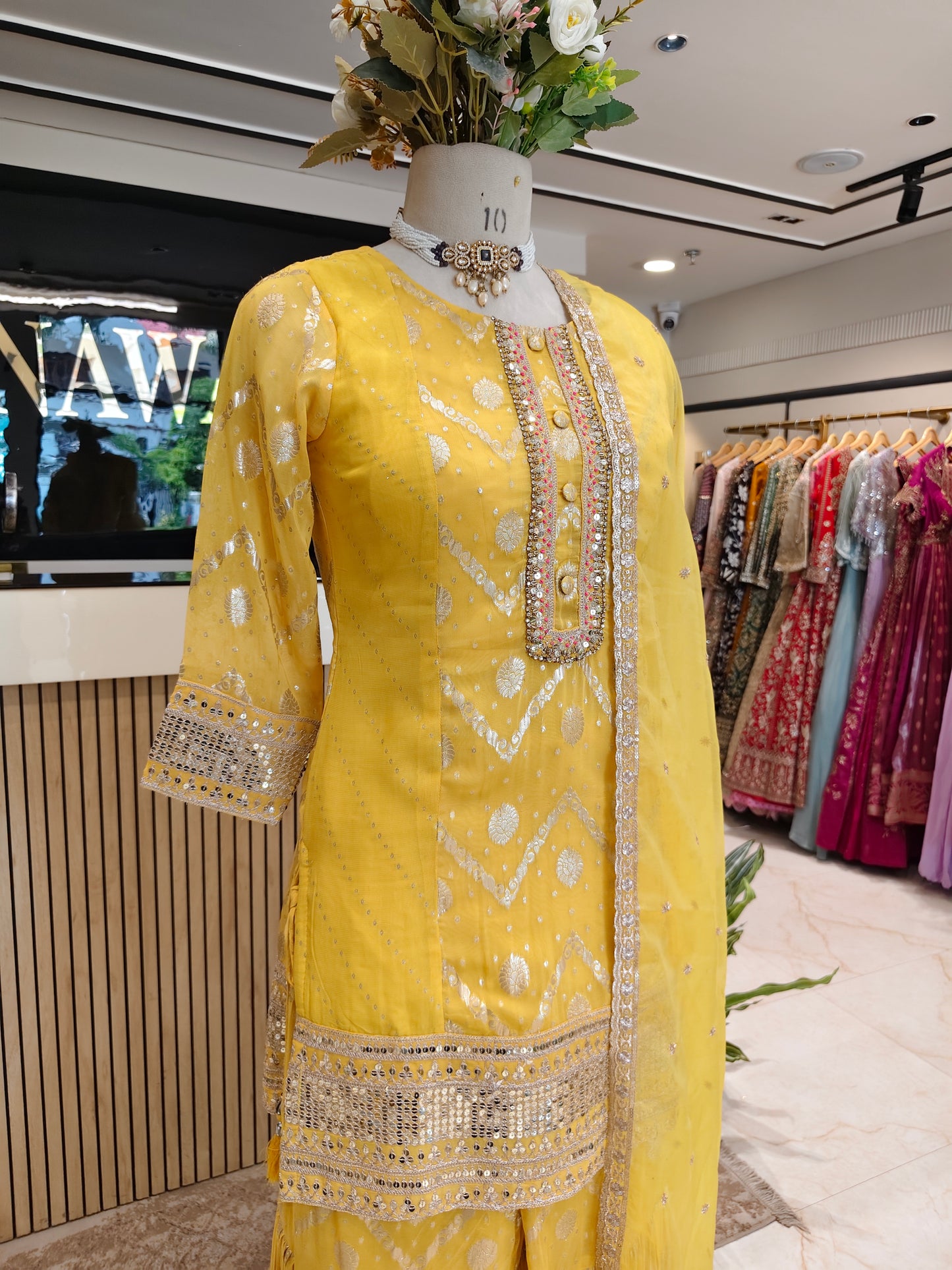 Yellow Georgette Garara Set
