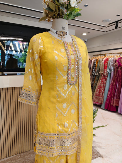 Yellow Georgette Garara Set