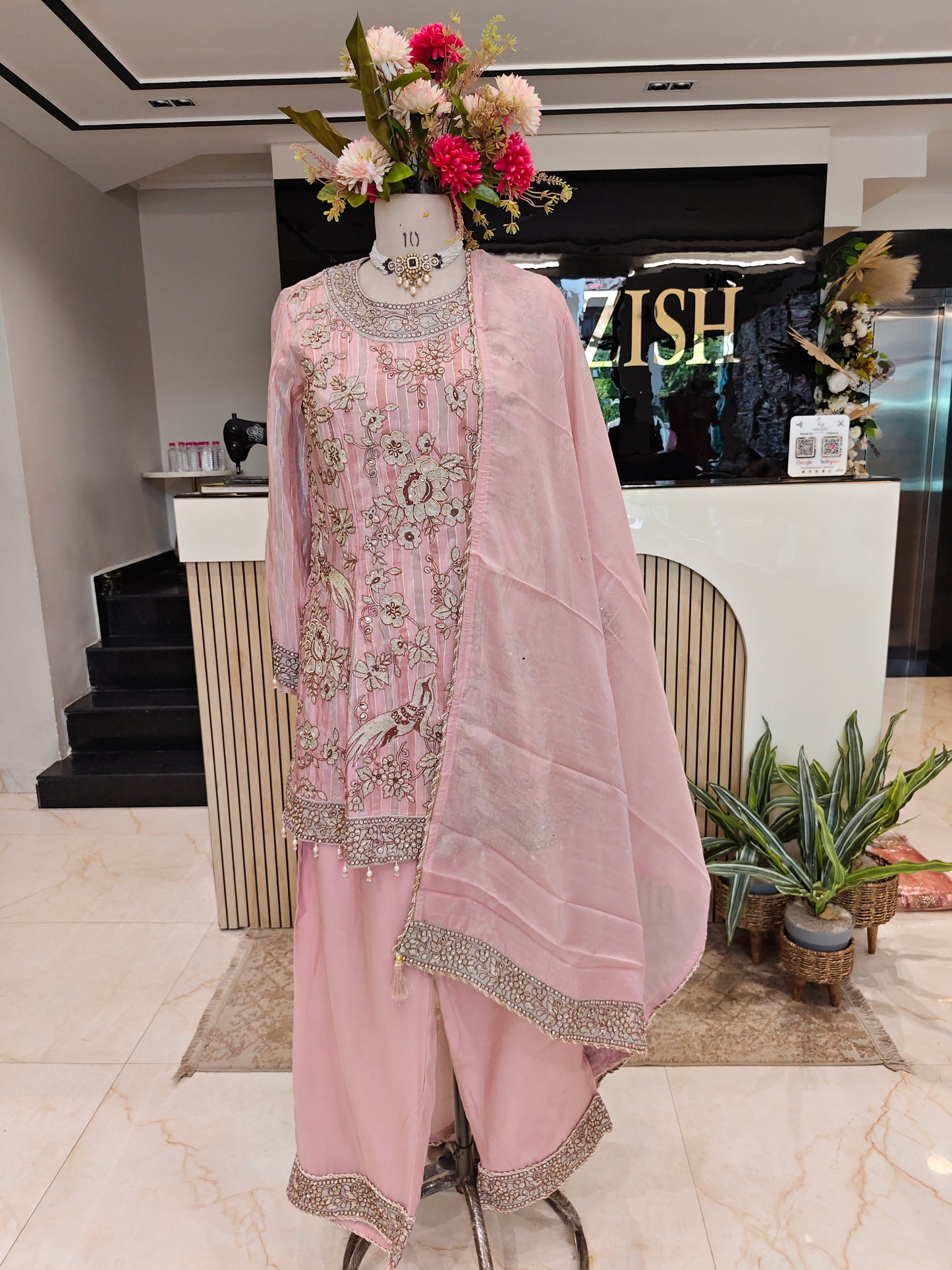 Onion Pink Farshi Salwar Set
Tissue Farshi Salwar Suit
Designer Kurta Set
Wedding Wear Farshi Suit
Festive Party Wear Ethnic Set