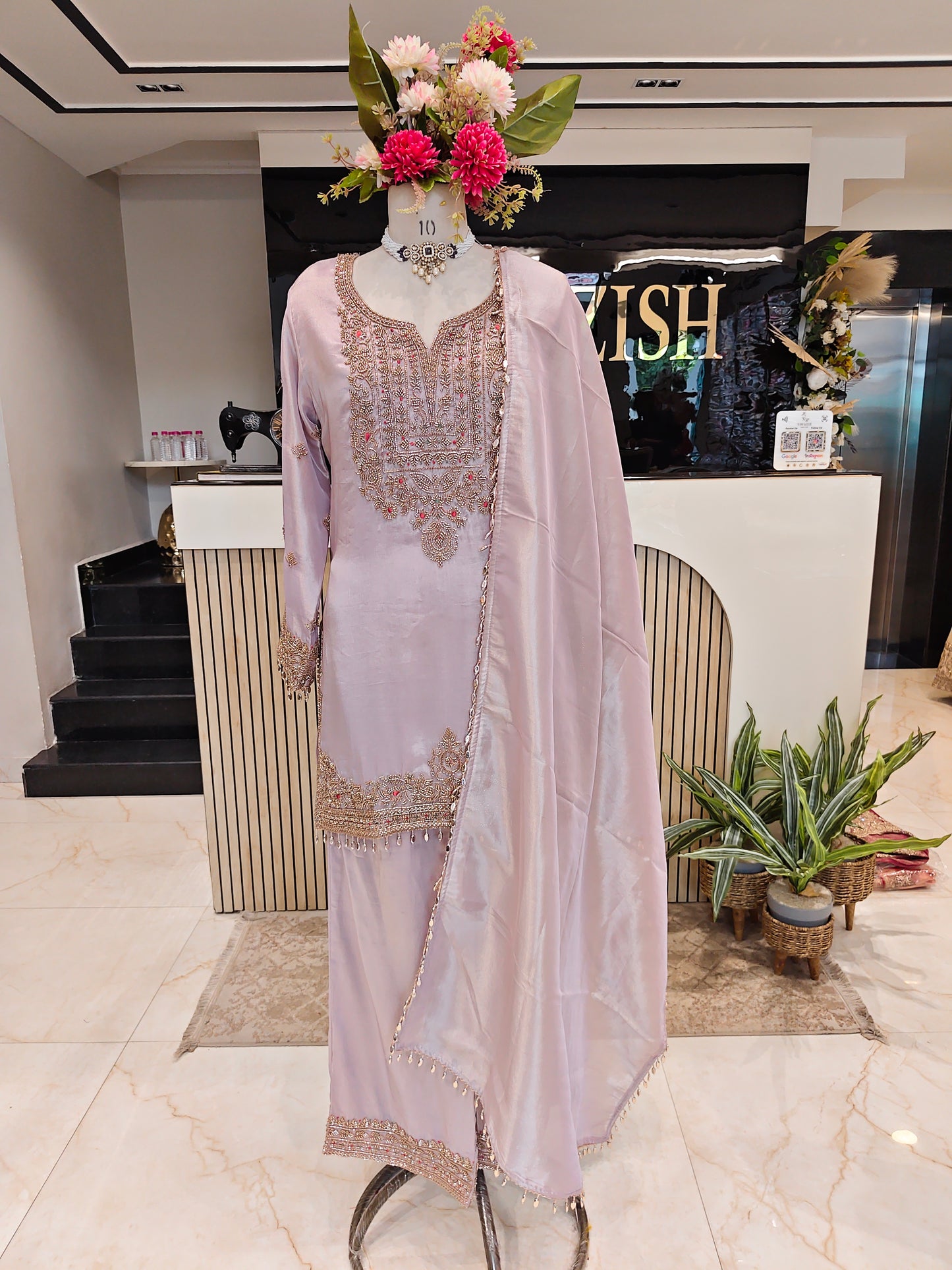 Lavender Tissue Farshi Salwar Set