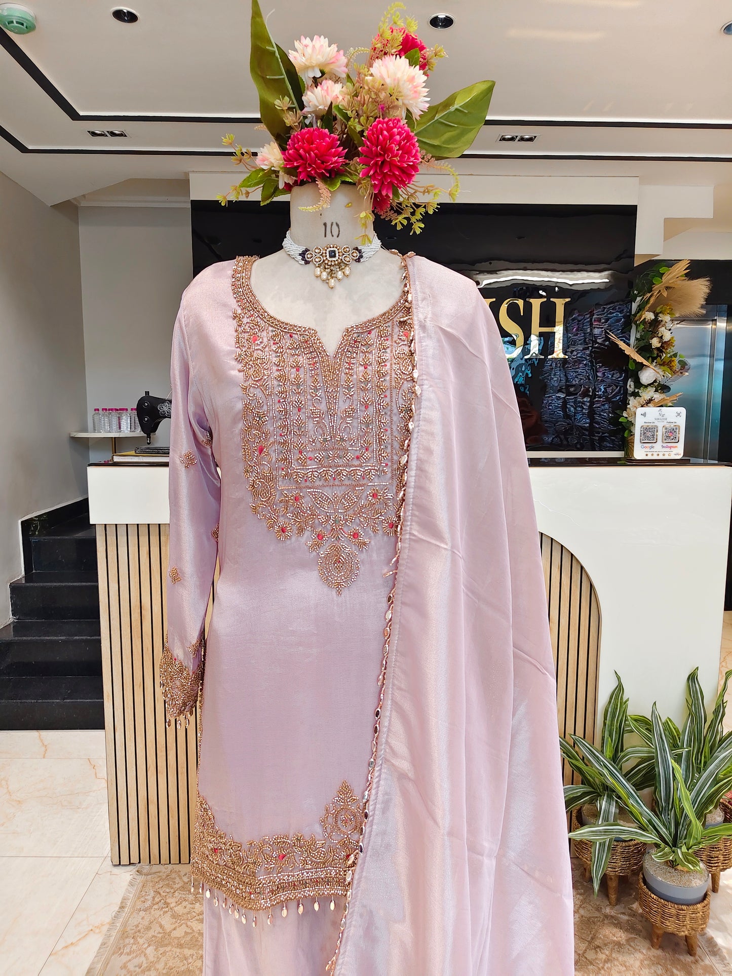 Lavender Tissue Farshi Salwar Set