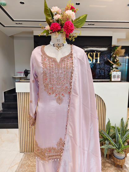 Lavender Tissue Farshi Salwar Set