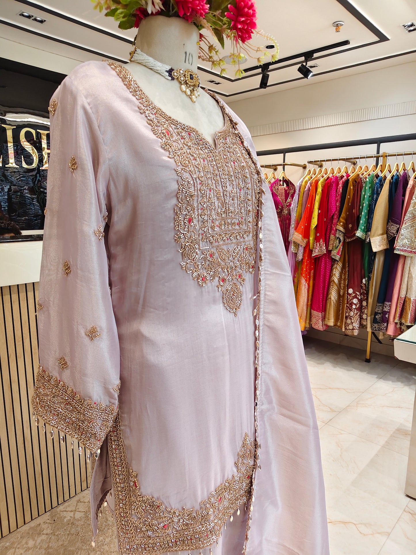 Lavender Tissue Farshi Salwar Set