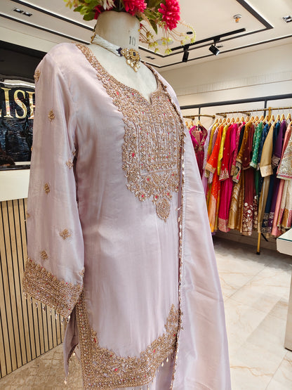 Lavender Tissue Farshi Salwar Set