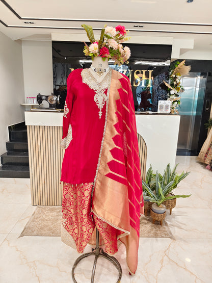 Rani Pink Crepe Farshi Salwar Set