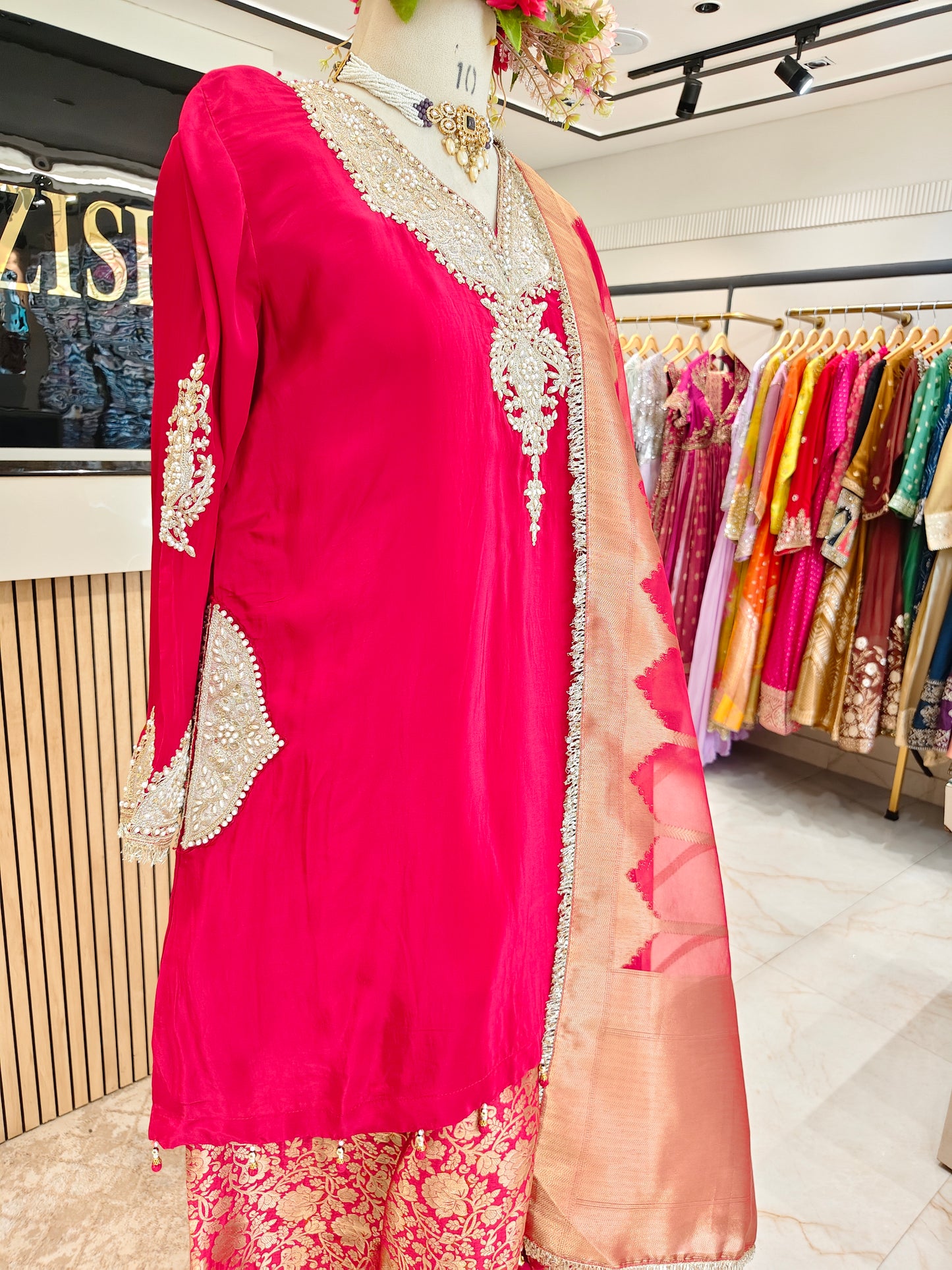 Rani Pink Crepe Farshi Salwar Set