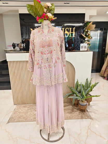 Lavender Tissue Blazer Style Sharara Set