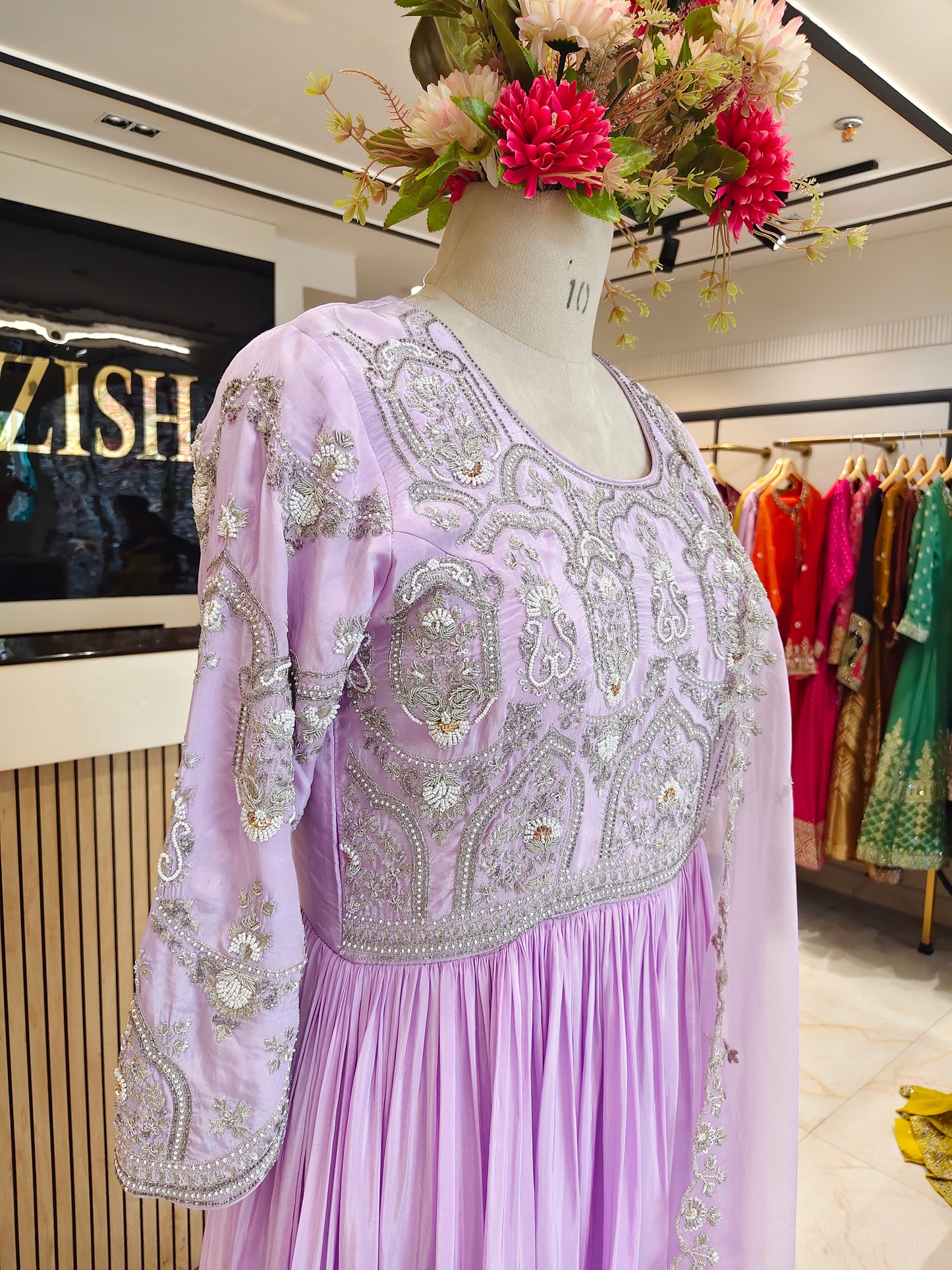 Lavender Crepe Anarkali Set