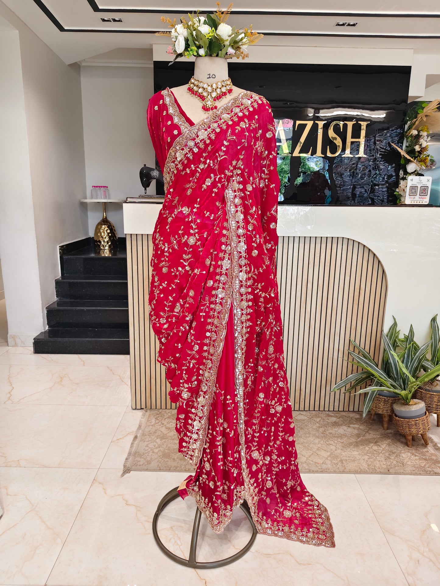 Cherry Red Jimmy Choo Saree