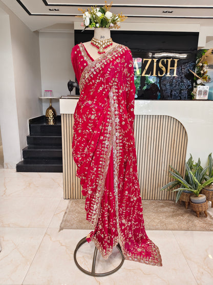Cherry Red Jimmy Choo Saree