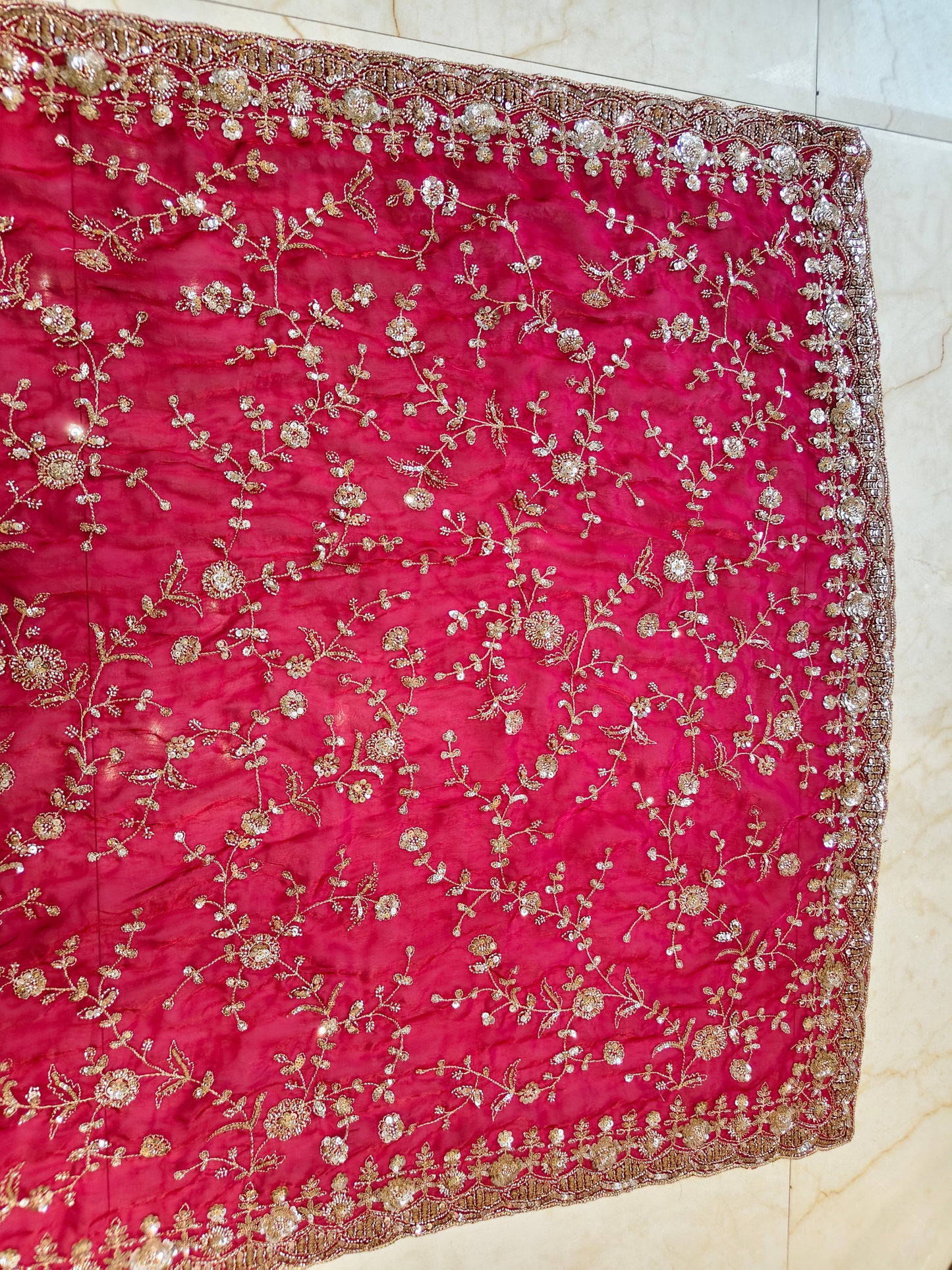 Cherry Red Jimmy Choo Saree