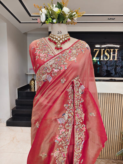 Rust Crush Tissue Saree